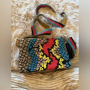 Beaded Snakeskin Crossbody Bag